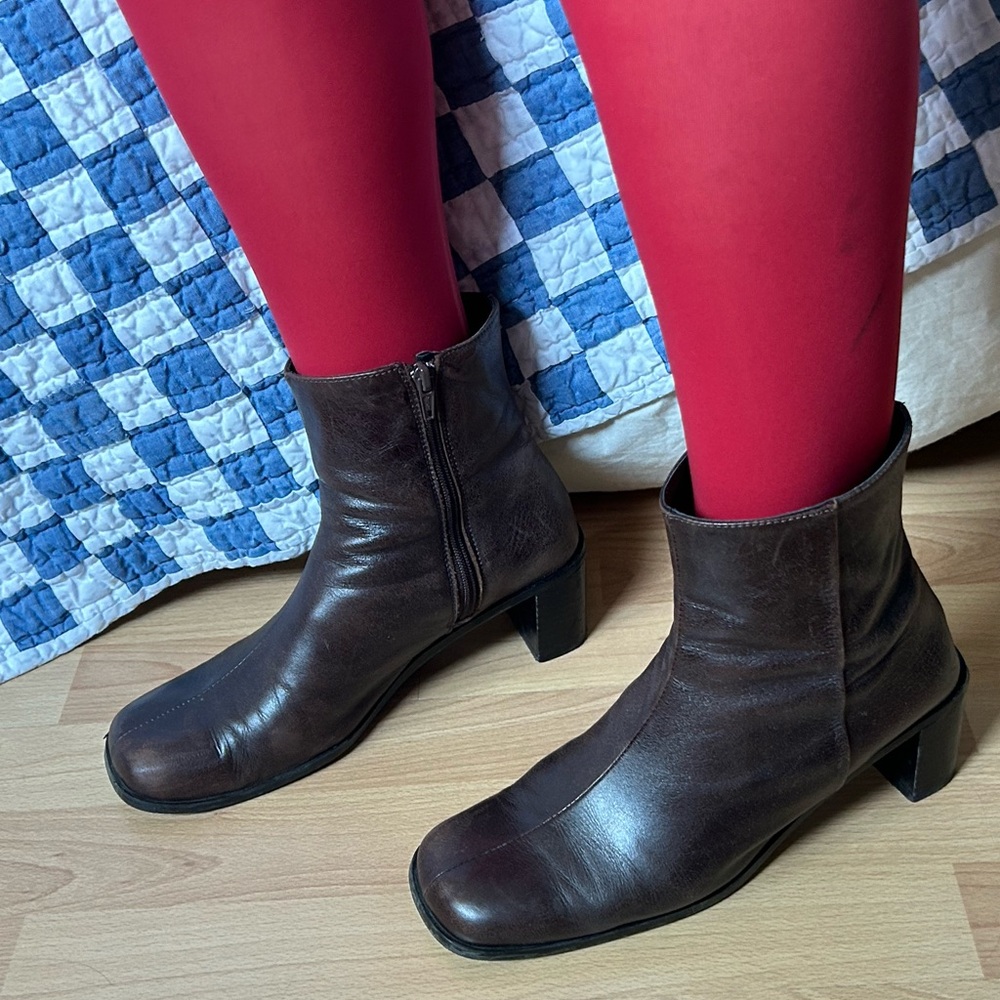 HOPP studios Brown Leather Ankle Boots